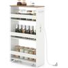 COSTWAY Carrello da Cucina a 4 Ripiani, Carrello Portaoggetti in Legno con Ruote Universali, Stretto e Slim 20cm, Salvaspazio con Manico per Bagno Lavanderia (Naturale+Bianco, con presa)