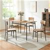 [en.casa] Set da Pranzo Tavolo con Piano Rettangolare 100x70 cm e 4 Sedie in Effetto Rovere e Nero Set per Cucina Sala Design Moderno