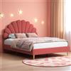 NNXHWY Letto imbottito 140 x 200 cm, letto matrimoniale bambina, lettos per adolescenti, lettoss a piattaforma, lettos 140 x 200 cm con testiera a forma di fiore, tessuto di velluto (Chiaretto, 140x200cm)