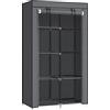SONGMICS Guardaroba in Tessuto, Armadio Pieghevole, 6 Ripiani e 1 Barra Appendiabiti, Struttura in Metallo, 45 x 88 x 168 cm, per Camera da Letto, Cabina Armadio, Grigio RYG84G