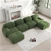 Bladez - Divano moderno a 4 posti in cord, modulare, a forma di U, con pouf sgabello, senza montaggio, combinabile con altri divani, per soggiorno (Verde, 4 posti+2)