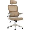 TRISENS Sedia da ufficio flessibile in moderno effetto rete, ergonomica, con supporto per collo e lordosi, con schienale in rete traspirante e funzione basculante, colore: bianco/tortora
