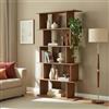 [en.casa] Libreria a Terra con 5 Ripiani Scaffale Mobile Espositore con Scomparti Vani Aperti Divisorio per Soggiorno Studio Ufficio 180 x 100 x 35 cm - Effetto Noce