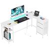 DEVAISE Scrivania Angolare L 168×103 cm con cassetti, scrivania con presa elettrica e USB, tavolo computer con spazio di archiviazione per home office e camera da letto, bianco