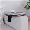 [en.casa] Tavolino Bracciolo per Poltrona Divano Piano Rotondo Ø34 cm Supporti Regolabili in Larghezza Vassoio da Appoggio Tavolino Laterale Divano - Effetto Marmo Nero