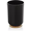 Inbagno Bicchiere portaspazzolini Nero da Bagno, ABS e Legno bambù, Linea Surf