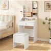 Dripex Tavolo da toeletta con illuminazione, tavolo da trucco con sgabello e specchio, 3 colori con luminosità regolabile, Vanity Desk per make up, 62 x 150 cm, bianco (62 x 150 H)