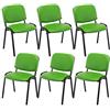 CLP Set 6X Sedie Ufficio Visitatore Ken Imbottite in Similpelle I Sedie Attesa Impilabili E Imbottite I Sedie Impilabili Portata Max 120 kg, Colore:Verde