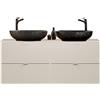 Lomadox DURANGO-56 - Lavabo doppio da bagno, 120 cm, in cashmere opaco, 4 cassetti, lavabo in ceramica