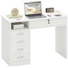 HOMCOM Scrivania per Ufficio e Camera, Scrivania per PC e Computer, in Legno con 5 Cassetti, Piano da Lavoro, 2 Chiavi, Moderna, 110x50x76cm, Bianco