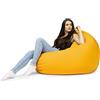 chilly pilley Pouf A Sacco Con Riempimento Di Perline In Eps Pouf Gigante A Sacco Per Interni Ed Esterni Multifunzionale Impermeabilie Per Bambini E Adulti Molti Colori (Giallo, Ø 125 Cm)