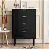 UEV Cassettiera Comò 4 Cassetti con Motivi a Marmo, 34x60x94cm, Nero | Cassettiere Camera da Letto, Mobile in Legno, Credenza per Soggiorno