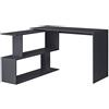 [en.casa] Scrivania Angolare con Scaffale Ruotabile a 180° Tavolo per PC Postazione di Lavoro Scrivania a L con 2 Ripiani (AxLxP) 77x120x50 cm per Ufficio Studio - Grigio Scuro
