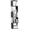 HOMCOM Libreria Moderna a 5 Ripiani in Legno, Mobile Libreria a Parete Salvaspazio per Casa e Ufficio, 33x28x161cm, Grigio e Bianco