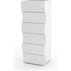 Web Furniture Settimino Moderno 6 Cassetti Onda Bianco Lucido