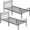 Yaheetech Set di 2 Struttura Letto Singolo in Metallo 90 x 190 cm Nero
