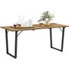 Outsunny Tavolo da Giardino per 6 Persone con Foro per Ombrellone, Tavola da Pranzo Rettangolare in Legno e Acciaio, Per Patio, Terrazzo, Balcone ed Esterno, 175x80x75 cm, Marrone