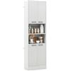 COSTWAY Credenza da Cucina, Mobile Buffet Alto con 2 Armadi a Doppia Porta e 2 Mensole Aperte, per Soggiorno, Cucina e Sala da Pranzo, 56 x 30 x 190 cm (Quercia Bianca)