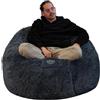 bananair - Pouf Poltrona a Sacco Gigante in Pelliccia Sintetica - Ultra Morbido e Confortevole - Fodera Lavabile - Imbottitura in Schiuma, Qualità Premium - Bean Bag XXL (120 cm, Grigio)