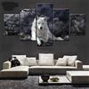 EXQART Quadro su Tela Modulare HD Stampato 5 Pannelli Lupo Bianco e Nero Tela Soggiorno Immagini Decorazioni per la casa Poster Moderno 40x60cmx2 40x80cmx2 40x100cm