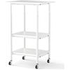 HOMASIS Carrello Porta Stampante a 3 Livelli, Porta Stampante con Ruote Bloccabili e Altezza Regolabile, Tavolino Industriale con Mensola per Fax e Scanner (Bianco)