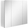kleankin Armadietto Bagno con 3 Ante Specchiate, Specchio Bagno Contenitore in Legno, Ripiani Interni Regolabili, 70x15x60cm, Bianco