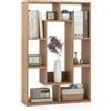 COSTWAY Libreria in Legno, Scaffale Aperto Geometrica a 7 Cubi, Scaffale da Esposizione con Dispositivo Anti-Ribaltamento, per Ufficio Soggiorno Camera da Letto, 60x20x90 cm (Naturale)
