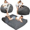 bananair - Pouf Poltrona Sacco Convertibile en Materasso/Futon Singolo Pieghevole 135x185 cm - Morbido, Tessuto di Velluto a Coste Larghe - Confortevole, Imbottitura in Schiuma (Grigio Scuro)