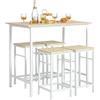 SoBuy Set Tavolo da Bar Alto con 4 Sgabelli Tavolo Salvaspazio per Cucina Piccola e Balcone, Stile Industriale Moderno Tavolino Alto da Esterno per Giardino o Terrazzo OGT11-WN