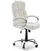VS Venta-stock Poltrona da ufficio Nixon sollevabile e reclinabile rivestita in ecopelle, colore Blanco, metallo cromato