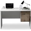 WHOUS Scrivania EASY per Ufficio, Studio o Camera con 1 Cassetto e 1 Anta, Ideale per Adulti e Bambini, 110x50x75 cm, Bianco Opaco e Acero