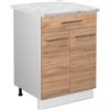 Vicco Mobiletto base per cucina Fame-Line, Rovere dorato, 60 cm con cassetto, PL Marmo, per la combinazione con altri moduli della serie Fame-Line