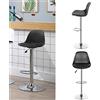Maiso Set di 4 Sgabelli Cucina Moderni, Sgabello Polipropilene con Cuscino in Similpelle PU, Sgabello Penisola Cucina con Schienale e Poggiapiedi, Sgabello Bar Alto Regolabile in Altezza 55-75 cm (Nero)