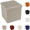 Tata Home Pouf Puff Contenitore Scatola Cubo Poggiapiedi Sgabello in Ecopelle Similpelle Misura 38 x 38 x 38 cm Colore Beige