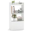 COSTWAY Libreria Aperta a 3 Ripiani, Scaffale Salvaspazio in Legno con Cassetto, Scaffale Portaoggetti Espositivo per Camera da Letto, Soggiorno, Cucina e Ingresso, 55 x 29 x 105 cm (Bianco)