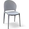 PAZZO DESIGN Sedia Stefania, Set Da 4, Grigio,Polipropilene, Cucina, Sala Da Pranzo, Giardino, Impilabili - id_1996