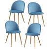 GrandCA HOME Set di 4 Sedie da Pranzo in Velluto, Sedie da Cucina Imbottite con Gambe in Metallo, per Soggiorno da Pranzo, Blu