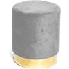 Tex family Pouf Poggiapiedi Velvet in Velluto Grigio Chiaro con Base Dorata | Design Elegante, Ø32xH40 cm, Resistente fino a 150 kg