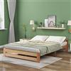 Merax Letto in legno massiccio futon, in legno massello naturale, con testiera e rete a doghe, colore naturale (200 x 140 cm)