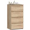 AKORD | Cassettiera a 4 Cassetti | Credenza Alta | Moderna Mobiletto per Soggiorno Sala da Pranzo Camera da Letto Corridoio Bagno | Armadio Cameretta | 35x40x74 cm | Rovere Sonoma