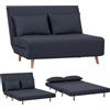EVERGREENWEB MATERASSI & BEDS EVERGREENWEB Poltrona Letto 1 Piazza e Mezzo con Cuscino Imbottito, Tessuto Grigio Scuro, Divano 2 Posti Salvaspazio Pieghevole, Pouf Poggiapiedi, Schienale Regolabile Clic Clac, Gambe in Legno FOLDY