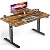 TRIUMPHKEY Scrivania Regolabile in Altezza 140 x 60 cm,Ripiani per Monitor,Scrivania Elettrica Gaming,Seduta in Piedi per Computer,Tavolo da Studio per Ufficio Domestico（Rustico Marrone