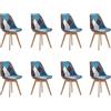 GrandCA HOME Set di 8 Sedie da Pranzo, Sedie da Cucina Nordiche con Morbido Cuscino Patchwork per Sala da Pranzo, Soggiorno, Blu