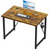 Devoko Piccola scrivania per computer e laptop, da 100 x 50 x 75 cm, dal design industriale, per ufficio, home office, marrone vintage
