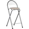 GOKHOMX Sgabello da bar pieghevole 1 pezzo, sedia da bar pieghevole sgabello da bar pieghevole con schienale alto pieghevole per bar, cucina, balcone, altezza seduta 61 cm, rovere e argento