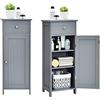GIANTEX Armadietto Bagno da Terra, Mobiletto a 3 Ripiani con Anta, Cassetto, Manico, Spazio Interno Flessibile, Compatto e Salvaspazio, 35,5x30,5x88 cm, Bianco/Marrone/Grigio/Nero