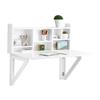 SoBuy tavolo pieghevole da parete con mensola salvaspazio per cucina piccola e studio, consolle da pranzo a scomparsa bianca 90x60 cm, dimensioni ca. 90x78x60 cm FWT07-II-W