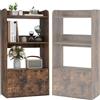 HOMASIS Libreria a 3 Ripiani con Cassetto, Scaffale in Legno Aperto, Armadietto da Terra per Documenti, Portaoggetti con Anti-Ribaltamento per Soggiorno, Ufficio, Cucina, 55 x 29 x 105 cm (Marrone)