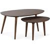 HOMN LIVING Set di 2 tavolini bassi Eclipse color noce, legno massello, 100 cm (larghezza) 60 cm (profondità) 45,5 cm (altezza)