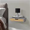 [en.casa] Mensola con Cassetto Consolle da Parete Mensola da Muro Comodino Sospeso con Cassetto Integrato 40 x 24 x 8 cm bambù - Grigio